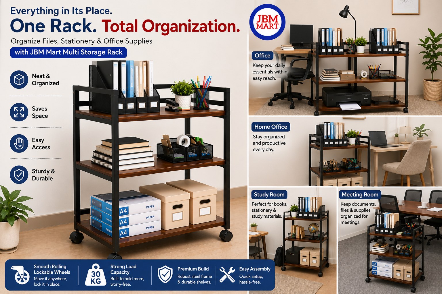 How to Organize Files, Stationery & Office Supplies on One Rack